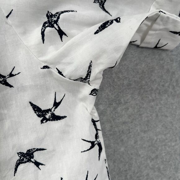 Kennington LTD Shirt Mens LARGE white bird sparrow aop Button Up Short Sleeve - Picture 9 of 11